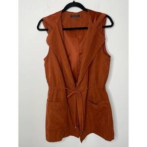 Staccato Hooded Vest Tie Waist